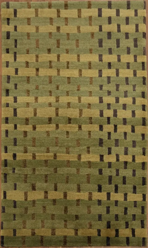 Chic Green Nepalese Oriental Rug 3x5