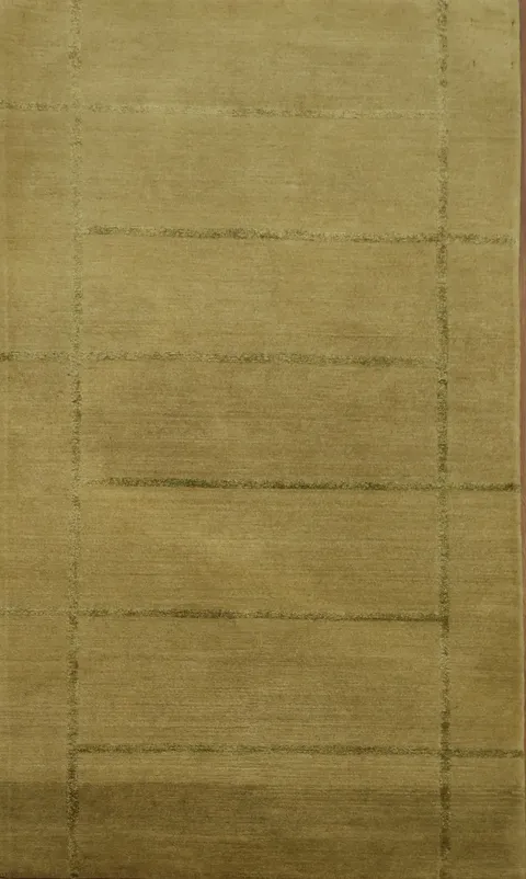 Minimalist Olive Green Nepalese Oriental Rug 3x5