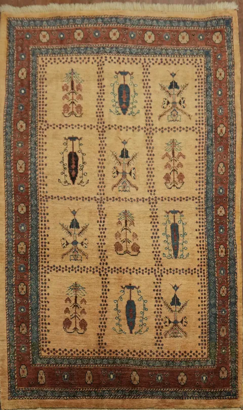 Vegetable Dye Gabbeh Qashqai Wool Persian Rug 4x7