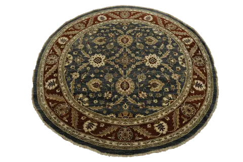 Elegant Round Denim Blue Ziegler Rug: Perfect Blend of Tradition and Modernity 8x8 ft