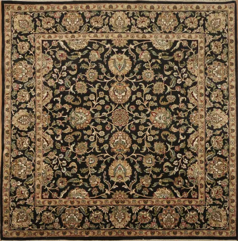 Luxury Decorative Black Agra Square Area Rug 8x8