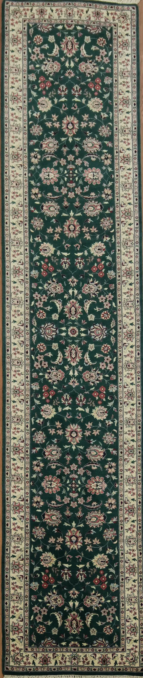 Floral Elegance: Traditional Green Runner for Hallways 3x12