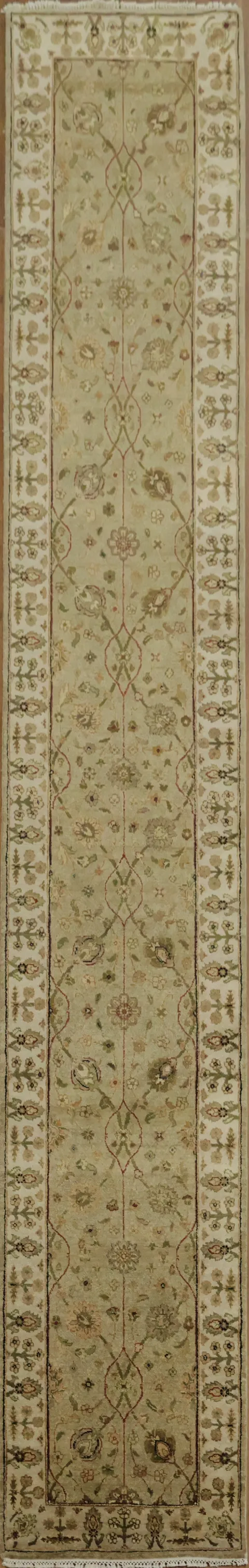 Elegant Traditional Floral Green Ziegler Runner Rug 2x16