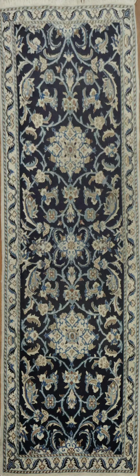 Navy and Cream Nain Persian Runner Rug Perfect for Hallways 2x6