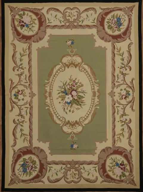 Luxurious Pastel Tone Aubusson Tapestry Chinese Needlepoint Rug 9x12