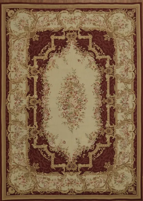 Intricate Border Design: Sophisticated Aubusson Tapestries Area Rug 10x14
