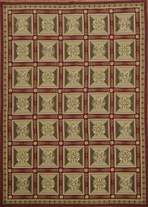 Vintage Style Aubusson Tapestries Rug with Ornate Floral and Geometric Patterns 10x14