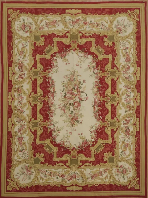 Elegant Floral Medallion Aubusson Tapestry Chinese Area Rug 9x12