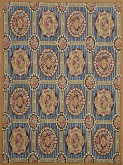 Elegant Geometric Aubusson Tapestry Chinese Area Rug 9x12