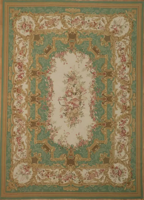 Chinese Vintage Aubusson Tapestries Inspired Area Rug 9x12