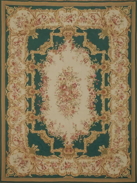 Regal Charm with Luxurious Floral Patterns Aubusson Tapestries Area Rug 9x12