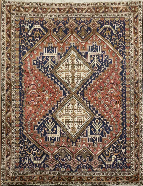 Tribal Animal Pictorial Vegetables Dye Persian Sirjan Afshar Rug 5x6