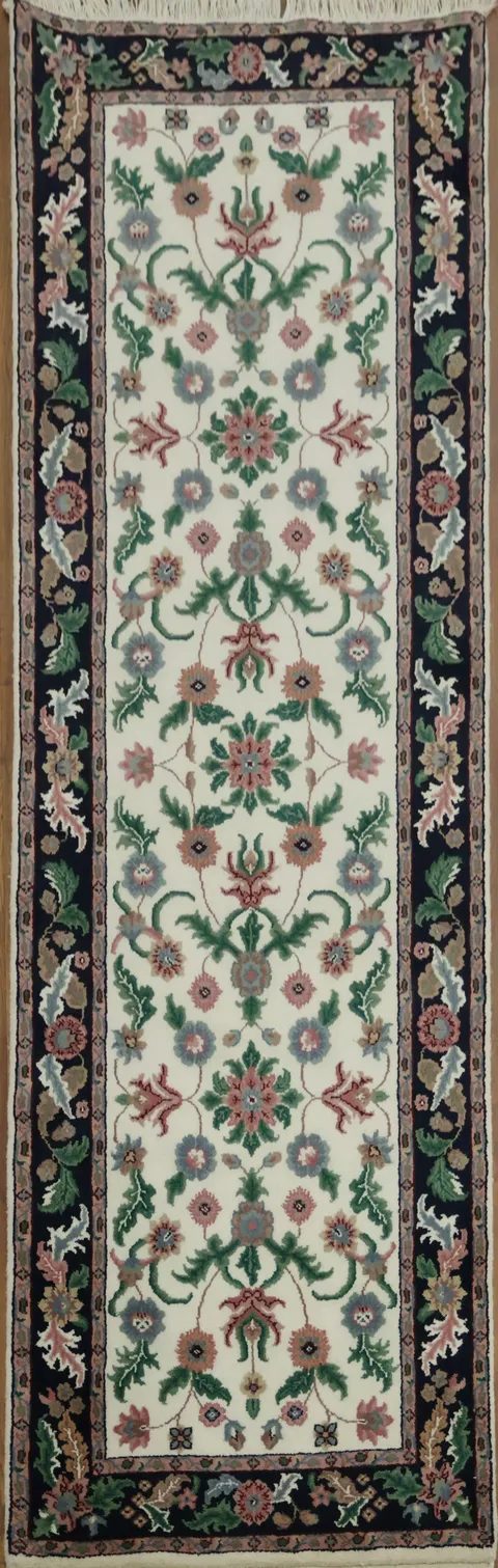Traditional Long Runner Rug with Detailed Floral Motifs 3x8