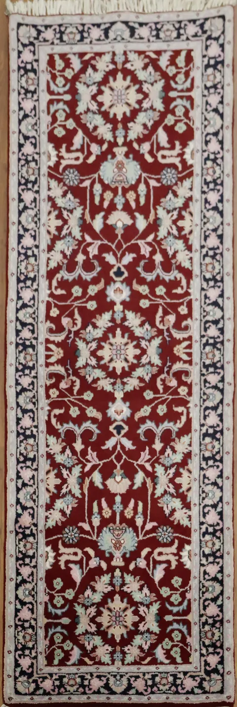 Burgundy Rug with Exquisite Ornamental Patterns Runner Rug 3x8