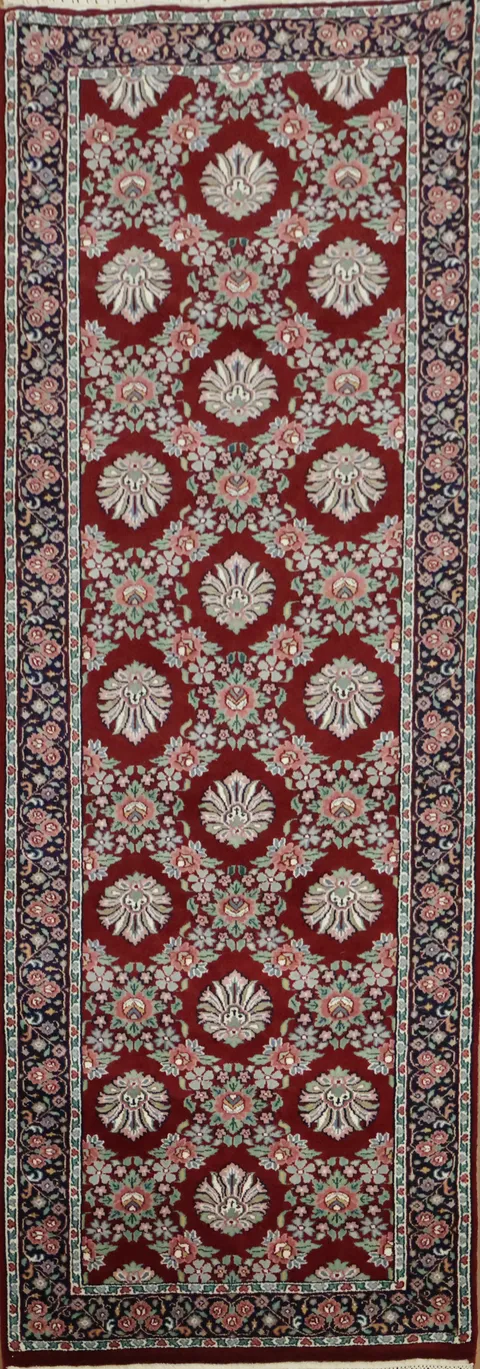 Traditional Red with Intricate Medallions Runner Rug 3x8