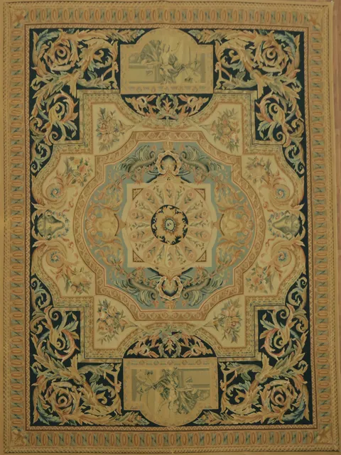 Vintage-Inspired Aubusson Tapestries Rug with Sophisticated Botanical Patterns 9x12