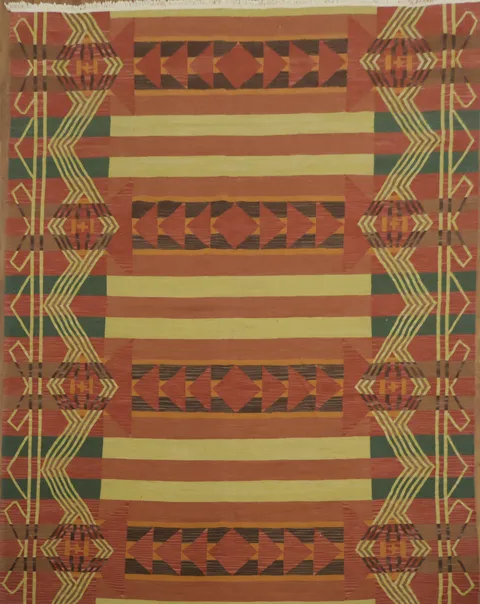 Decorative Hand-Woven Wo0ol Kilim Turkish Area Rug 8x10