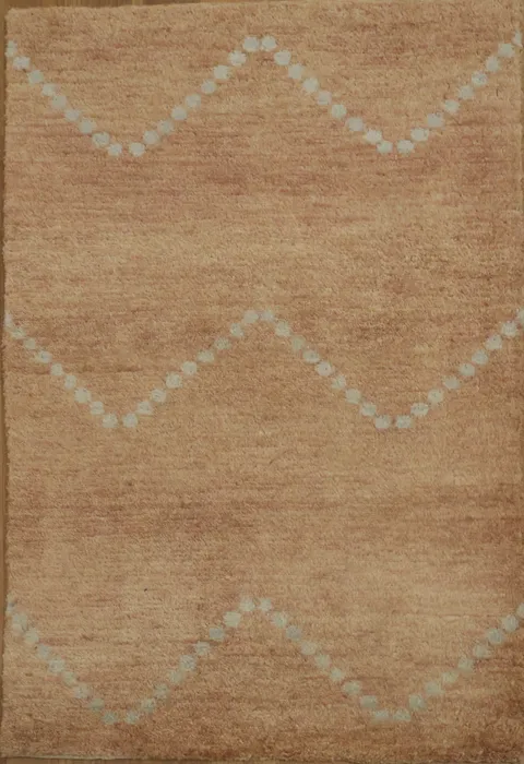 Muted Copper Abstract Gabbeh Kashkoli Accent Rug Zigzag Accents 2x3