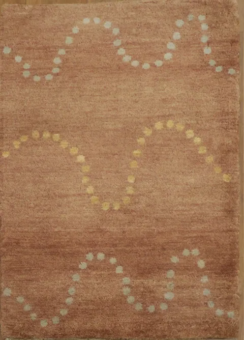 Warm Brown Gabbeh Kashkoli Rug with Wavy Dots 2x3