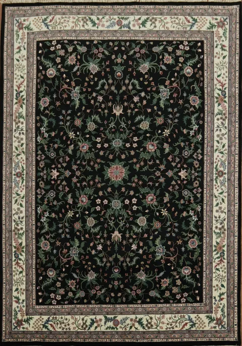 Exquisite Black Floral Persian-inspired Area Rug for Elegance 10x14