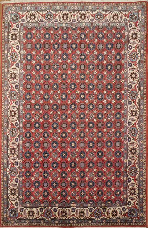 New Wool Vegetable Dye Varamin Persian Area Rug 7x11