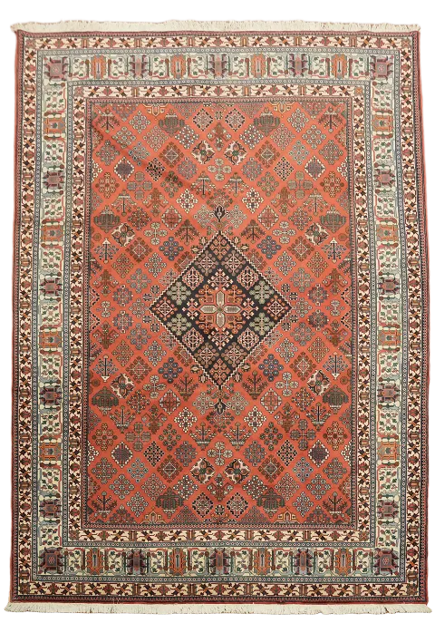 New Persian Geometric Wool Joshaghan Area Rug 7x10