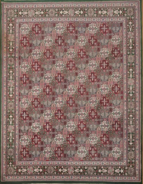 Traditional Red and Green Garden Design Tabriz Large Rug 9x12