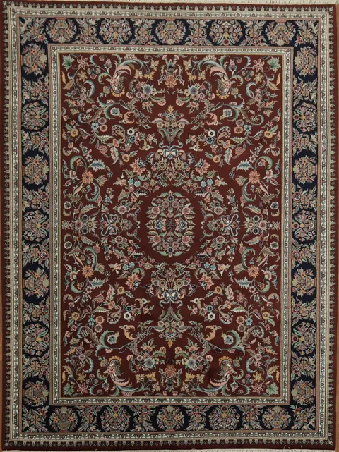 Rich Burgundy Medallion Rug with Exquisite Detailing 9x12