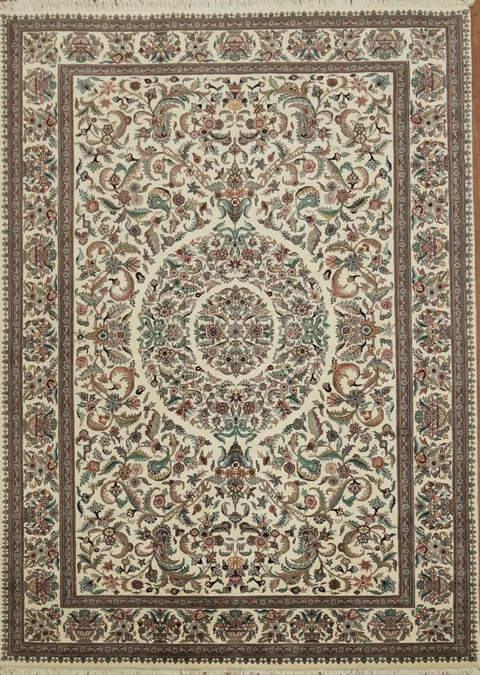 Elegant Floral Ivory Aubusson Chinese Large Rug 10x14