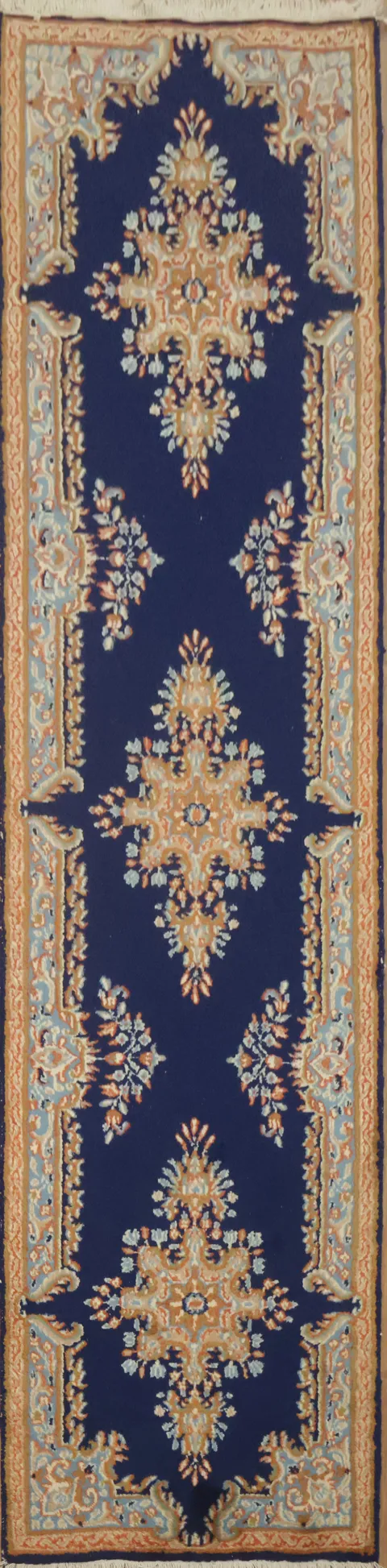 Classic Navy Hallway Traditional Kerman Persian Runner Rug 3x10