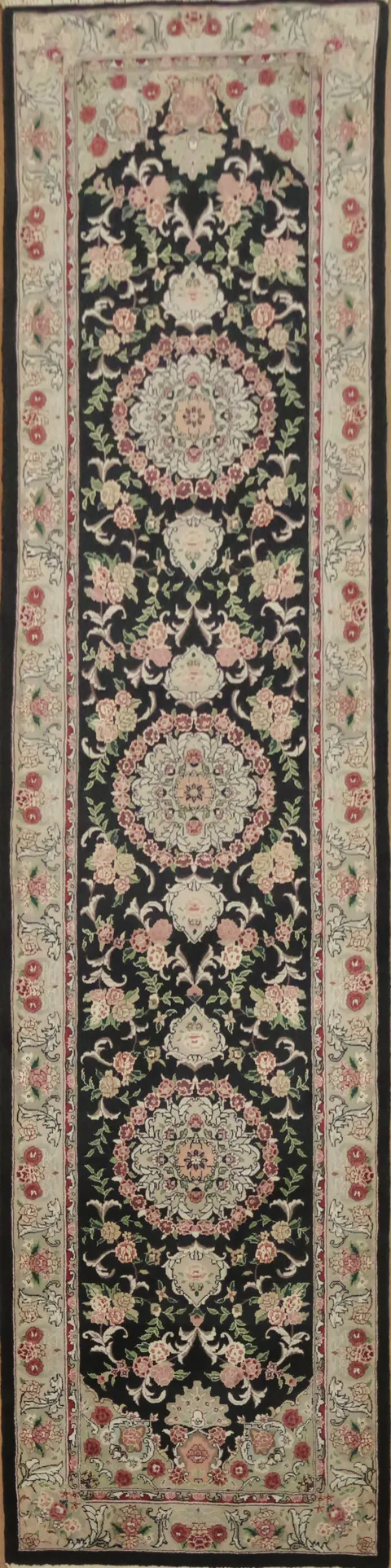 Intricate Floral Traditional Oriental Aubusson Runner Rug 3x10