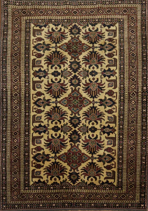 Elegant Geometric Kazak Oriental Area Rug 5x6