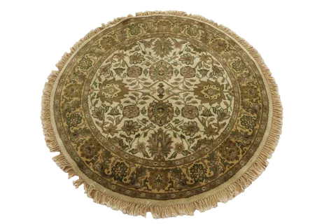 Luxurious Traditional Round Oriental Agra Area Rug 4x4