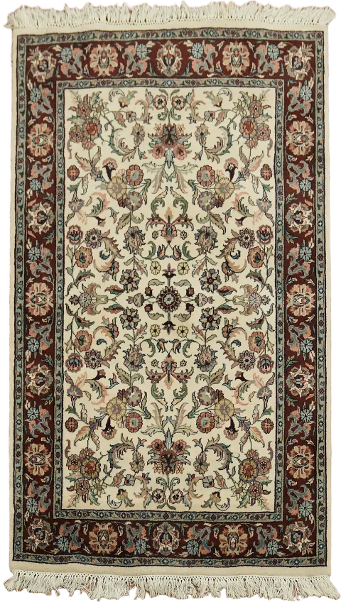 Elegant Floral Design Rug with Intricate Burgundy Border Detailing 4x6