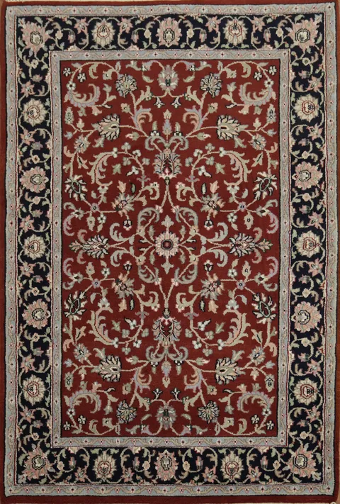 Traditional Red and Black Persian Style Rug for Home Decor 4x6