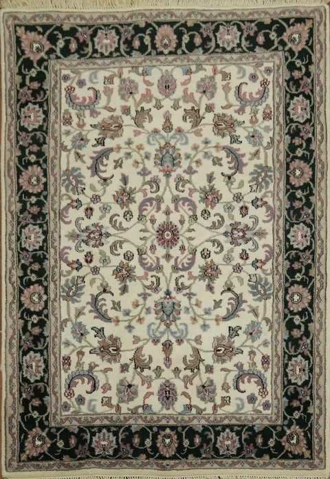 Elegant Ivory and Black Accent Rug for Sophisticated Spaces 4x6
