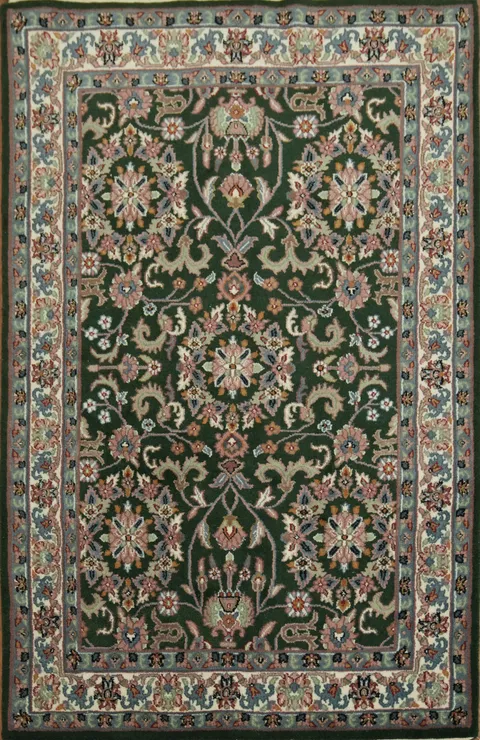 Green and Pink Traditional Kashan Rug Perfect for Living Rooms 4x6