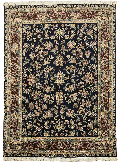 Luxurious Navy And Burgundy Traditional Aubusson Oriental Area Rug 8x10