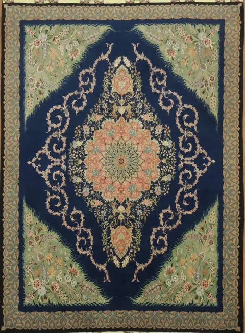 Luxurious FINE Navy Blue Vegetable Dye Tabriz Persian Area Rug 6x9