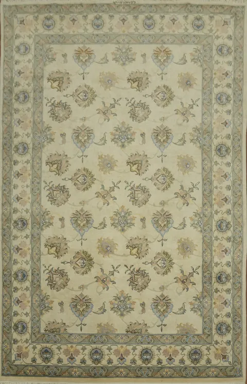 Elegant Floral Traditional Vegetable-Dye Tabriz Persian Area Rug 6x10