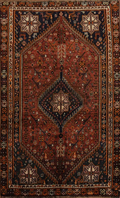 Traditional Traibal Qashqai Persian Rug 4x7