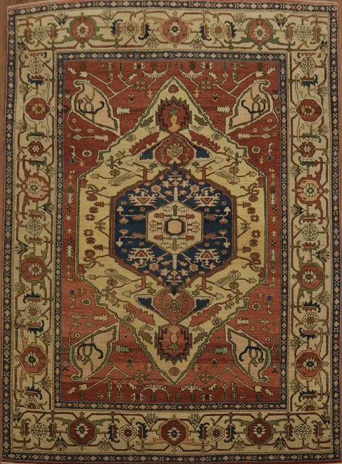 Antique Vegetable Dye Heriz Serapi Persian Area Rug 6x8