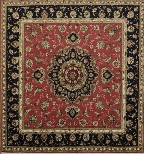 Luxurious Red Fine Vegetables Dye Tabriz Persian Area Rug 7x7