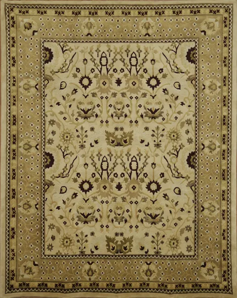 Classic Beige Oushak Oriental Area Rug with Timeless Floral Elegance 8x10