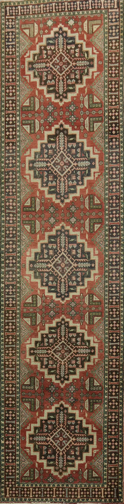 Exquisite Geometric Pattern Tabriz Persian Runner Rug 4x15