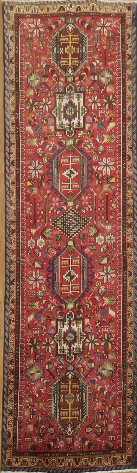 Bold Geometric Patterns Tabriz Persian Runner Rug 4x12