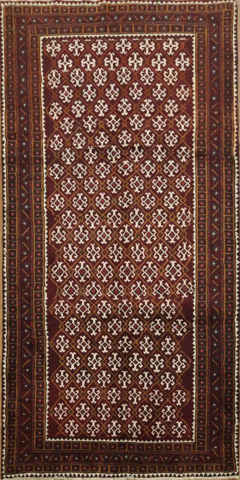 Wool Balouch All Over Design Geometric Persian Wool Rug 4x8