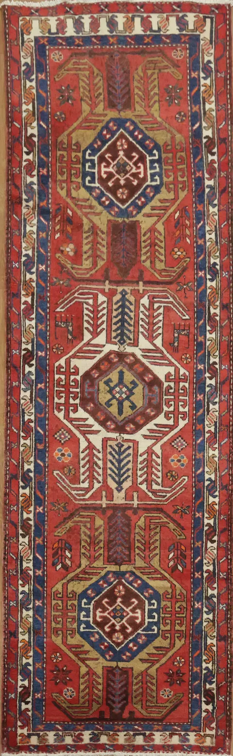 Colorful Geometric Meshkin Persian Runner Rug 3x10