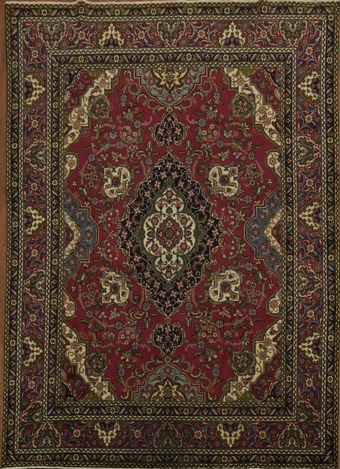 Luxurious red Tabriz Persian Runner Rug 8x11