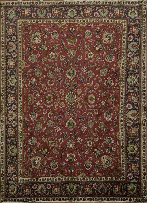 Classic Red Area Rug with Detailed Floral Patterns 10x13